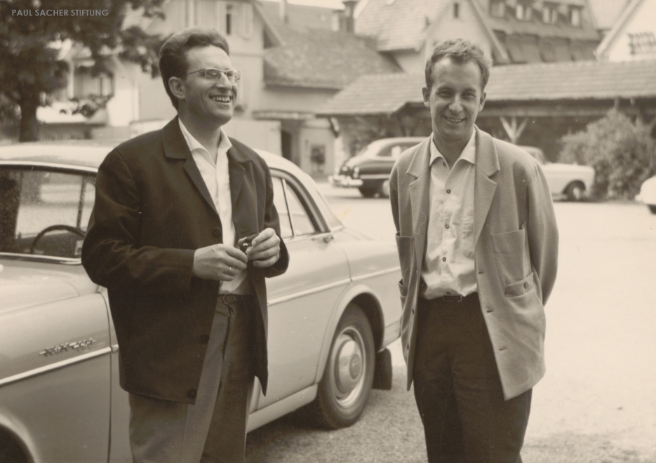 Clytus Gottwald (left) and Dieter Schnebel in Freudenstadt, 1965 (unknown photographer; photo PSS)