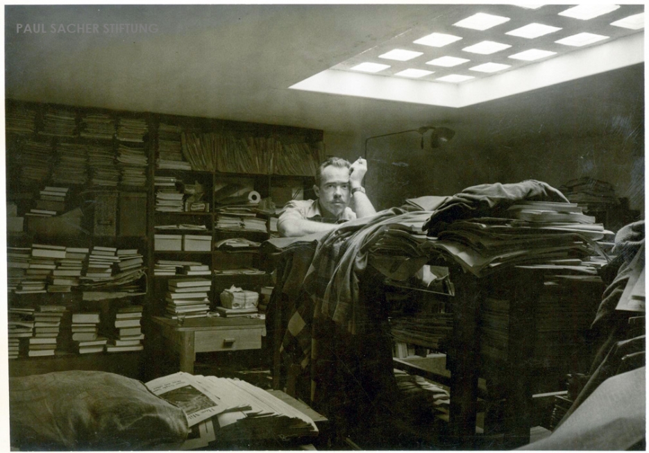Conlon Nancarrow in his house in Mexico City, ca. 1950 (unknown photographer; PSS).