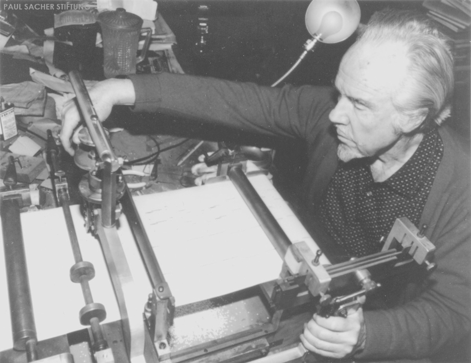 Conlon Nancarrow at his punching machine.