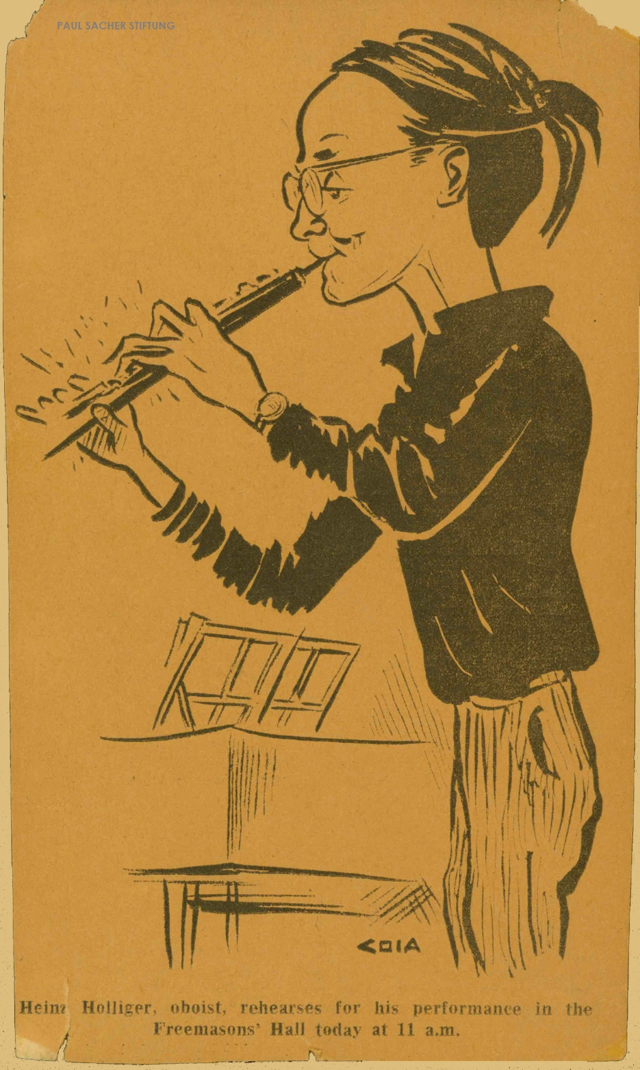 Caricature from Edinburgh, early 1960s (Heinz Holliger Collection, PSS)