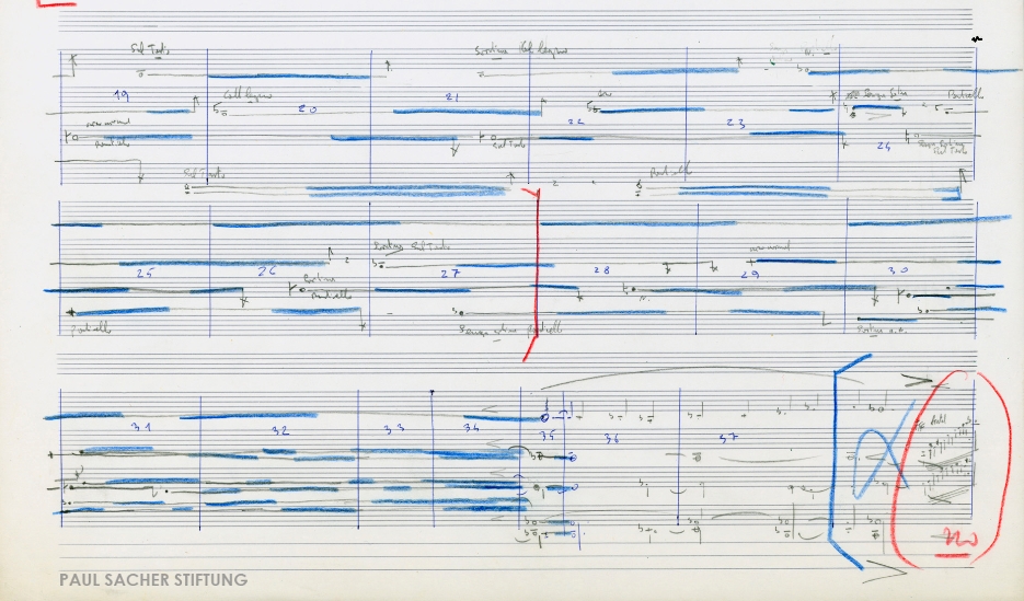 Cristóbal Halffter, String Quartet no. 2, “Mémoires” (1970), Draft score, p. 1